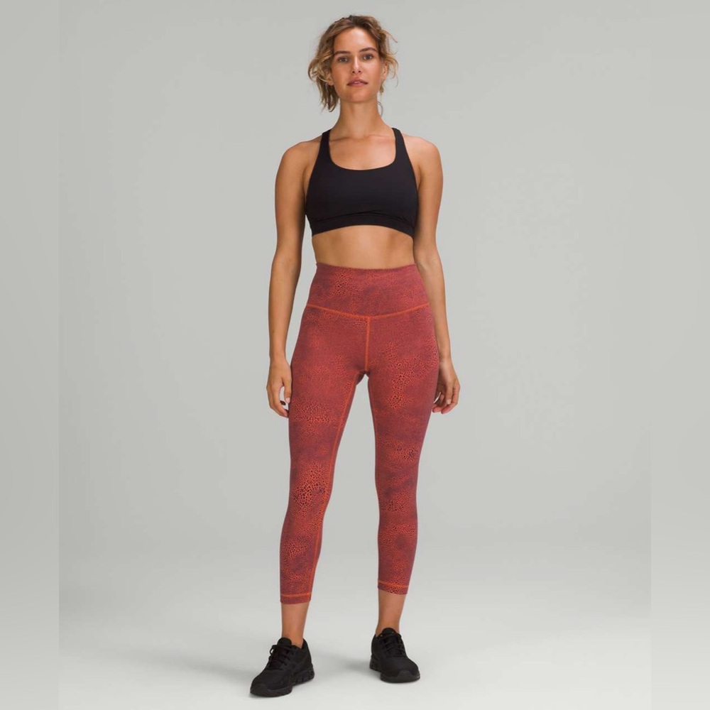 Lululemon Wunder Train High-Rise Crop Crackle Glaze Orange Larkspur Size 4
